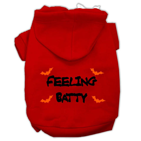 Feeling Batty Screen Print Pet Hoodies Red Size Sm (10)