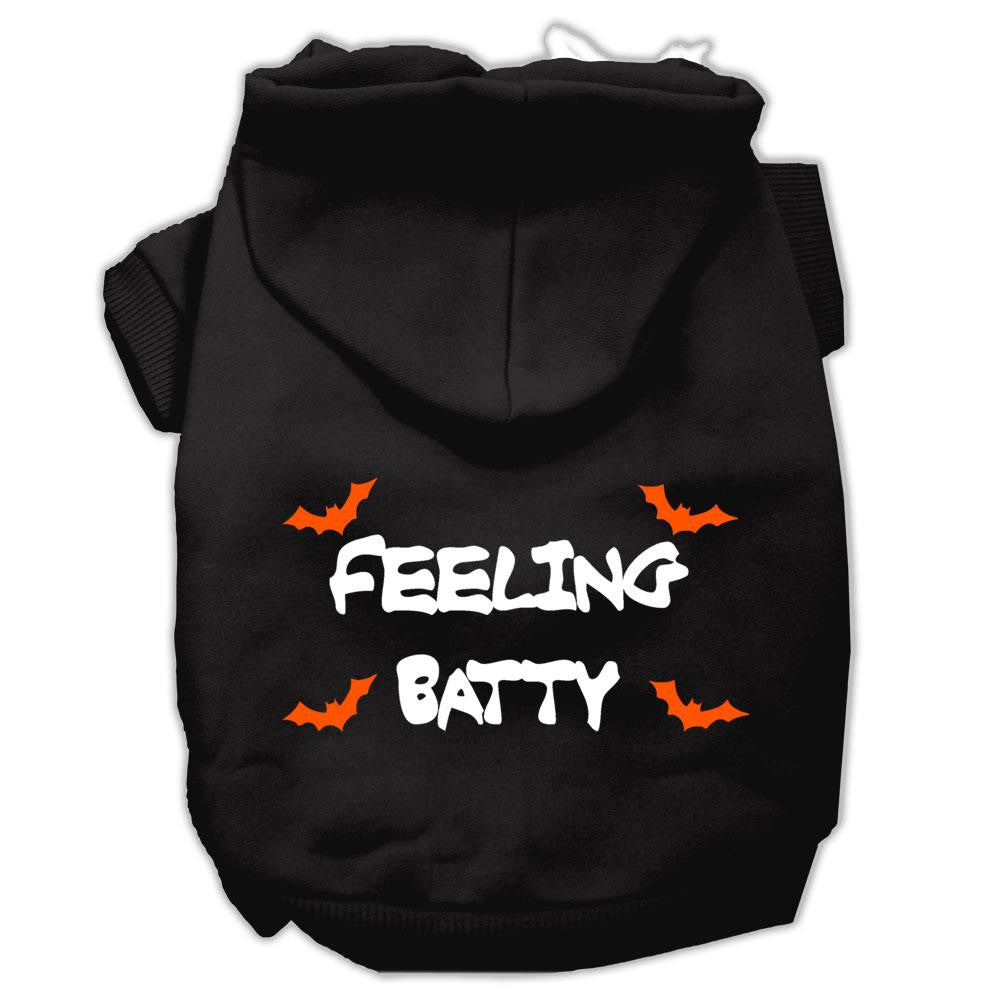 Feeling Batty Screen Print Pet Hoodies Black Size XS (8)