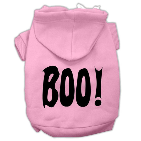 Boo! Screen Print Pet Hoodies Light Pink Size Lg (14)