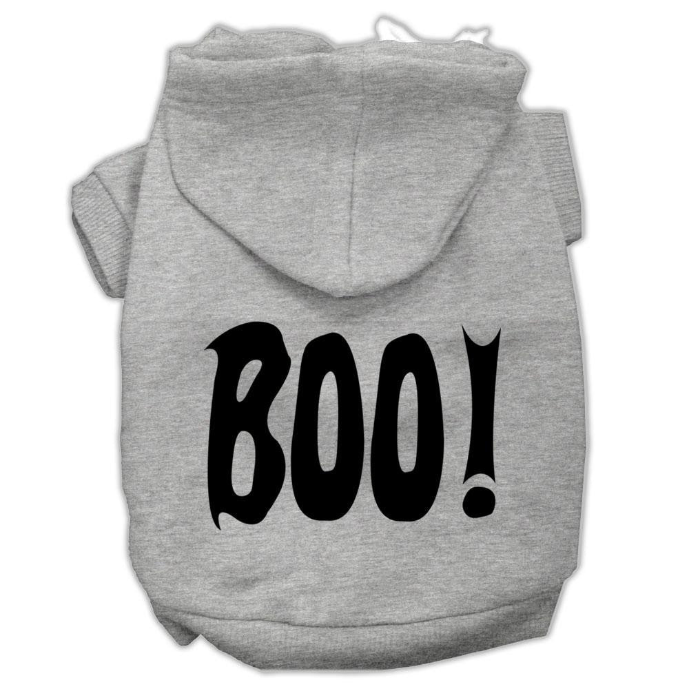 Boo! Screen Print Pet Hoodies Grey Size Med (12)