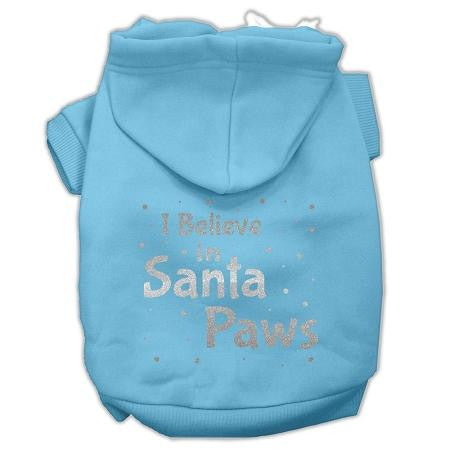 Screenprint Santa Paws Pet Hoodies Baby Blue Size Lg (14)