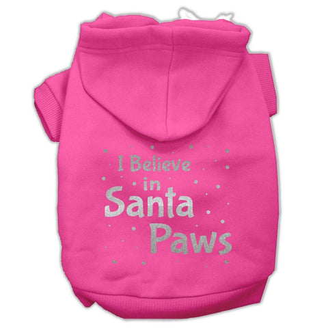 Screenprint Santa Paws Pet Hoodies Bright Pink Size Lg (14)