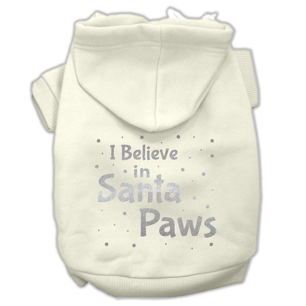 Screenprint Santa Paws Pet Hoodies Cream Size Lg (14)