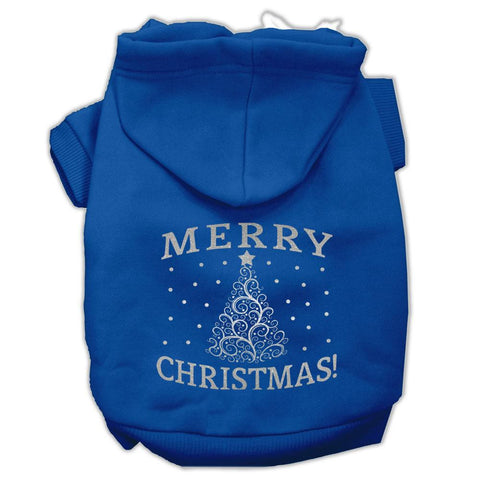 Shimmer Christmas Tree Pet Hoodies Blue Size Lg (14)