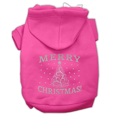 Shimmer Christmas Tree Pet Hoodies Bright Pink Size XS (8)