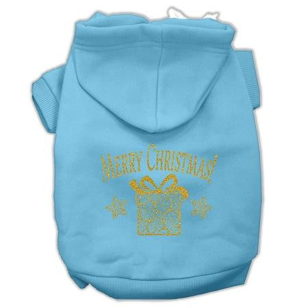 Golden Christmas Present Pet Hoodies Baby Blue Size Lg (14)