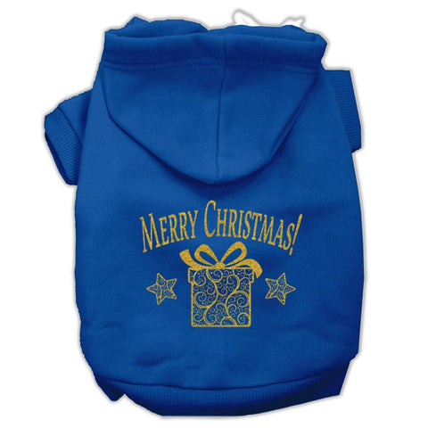 Golden Christmas Present Pet Hoodies Blue Size Lg (14)