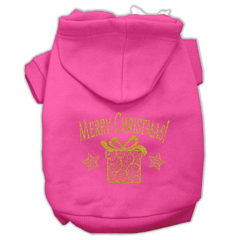 Golden Christmas Present Pet Hoodies Bright Pink Size Lg (14)