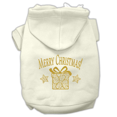 Golden Christmas Present Pet Hoodies Cream Size Lg (14)