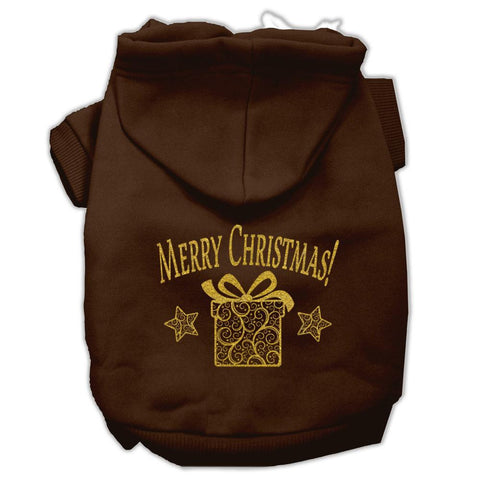 Golden Christmas Present Pet Hoodies Brown Size Med (12)