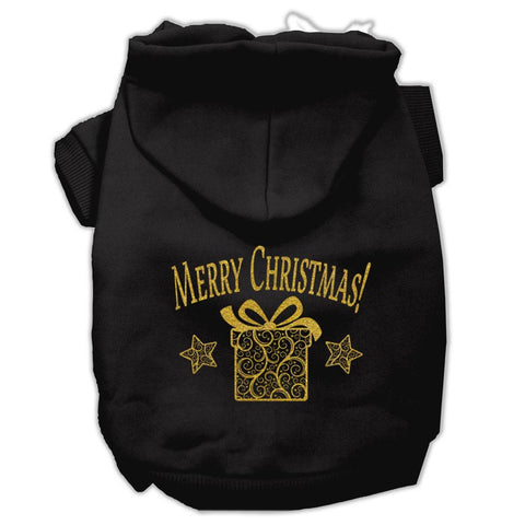 Golden Christmas Present Pet Hoodies Black Size XS (8)