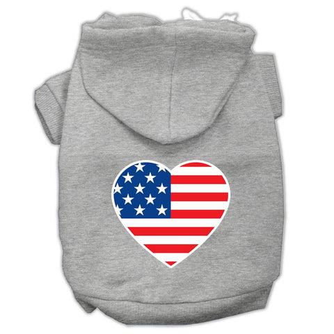 American Flag Heart Screen Print Pet Hoodies Grey Size Xxxl (20)