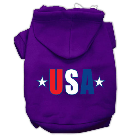 USA Star Screen Print Pet Hoodies Purple Size Sm (10)