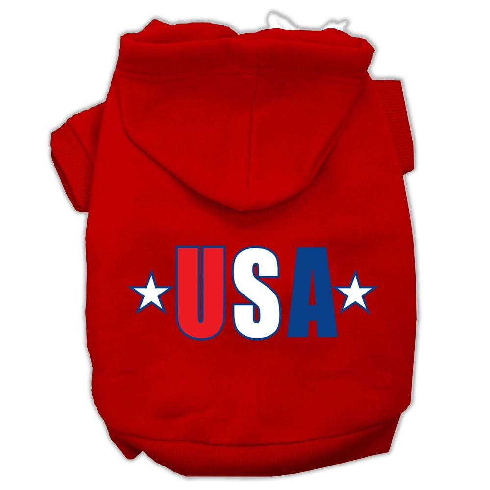 USA Star Screen Print Pet Hoodies Red Size Sm (10)