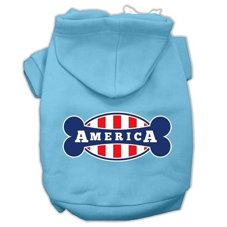 Bonely In America Screen Print Pet Hoodies Baby Blue Size Lg (14)