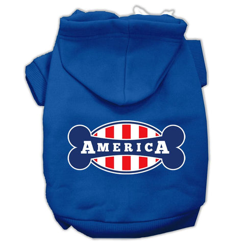 Bonely In America Screen Print Pet Hoodies Blue Size Lg (14)