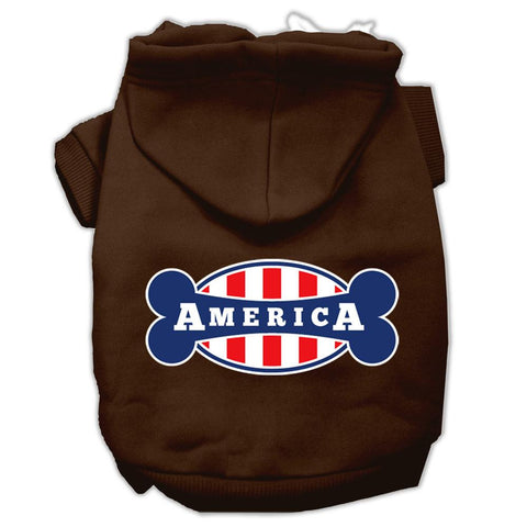 Bonely in America Screen Print Pet Hoodies Brown Size Lg (14)