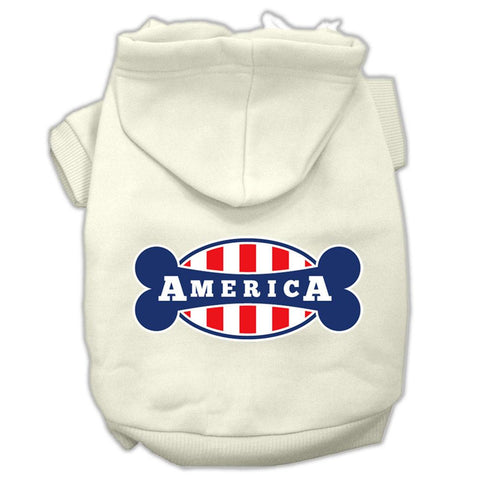 Bonely In America Screen Print Pet Hoodies Cream Size Lg (14)