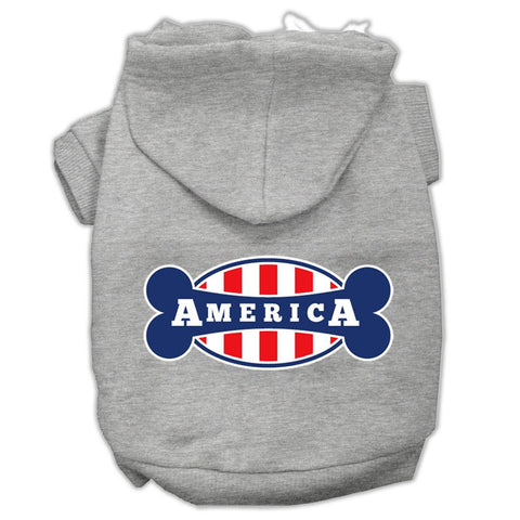 Bonely In America Screen Print Pet Hoodies Grey Size Lg (14)