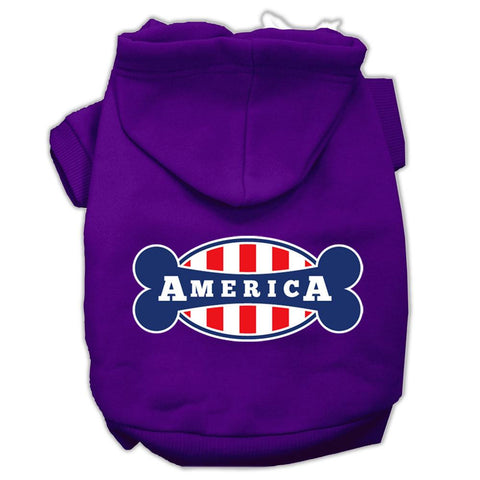 Bonely in America Screen Print Pet Hoodies Purple Size Lg (14)