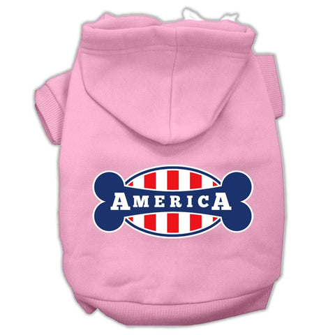 Bonely In America Screen Print Pet Hoodies Light Pink Size Med (12)