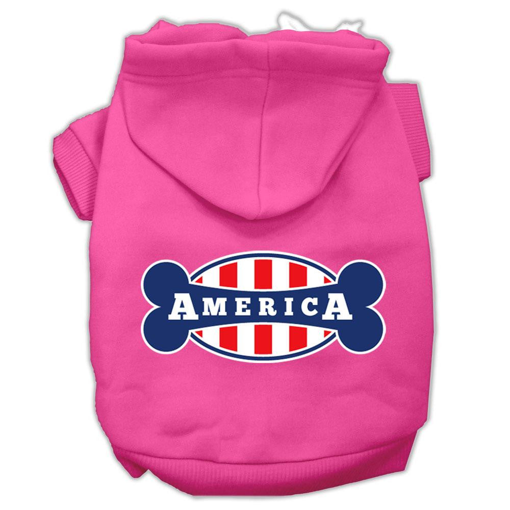 Bonely In America Screen Print Pet Hoodies Bright Pink Size Sm (10)