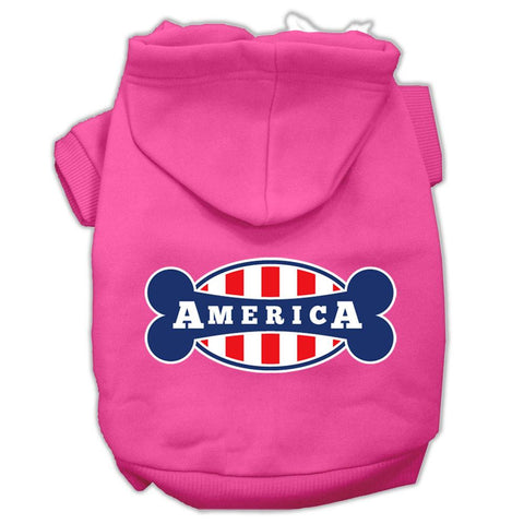 Bonely in America Screen Print Pet Hoodies Bright Pink Size XS (8)