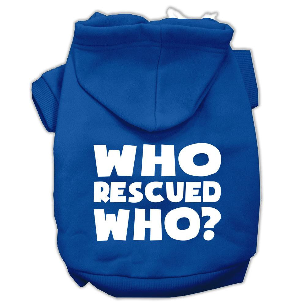 Who Rescued Who Screen Print Pet Hoodies Blue Size Lg (14)