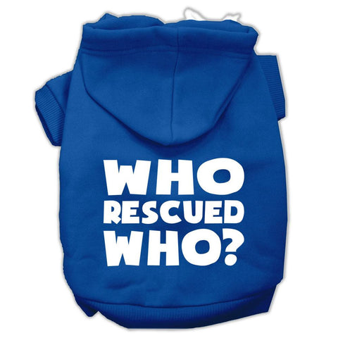 Who Rescued Who Screen Print Pet Hoodies Blue Size Lg (14)