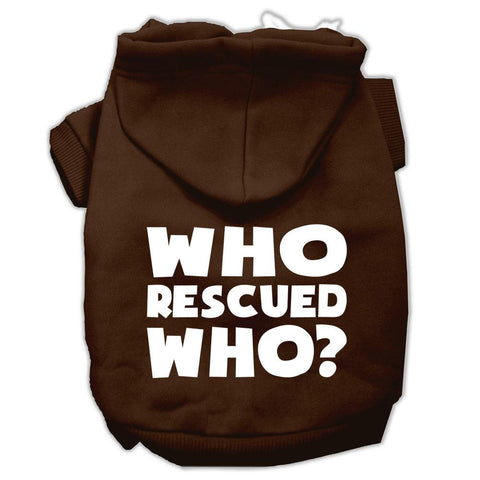 Who Rescued Who Screen Print Pet Hoodies Brown Size Med (12)