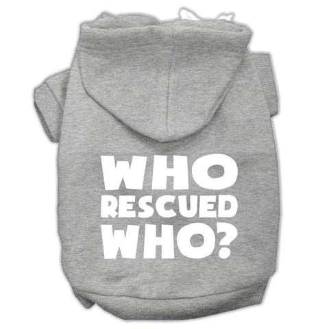 Who Rescued Who Screen Print Pet Hoodies Grey Size Sm (10)