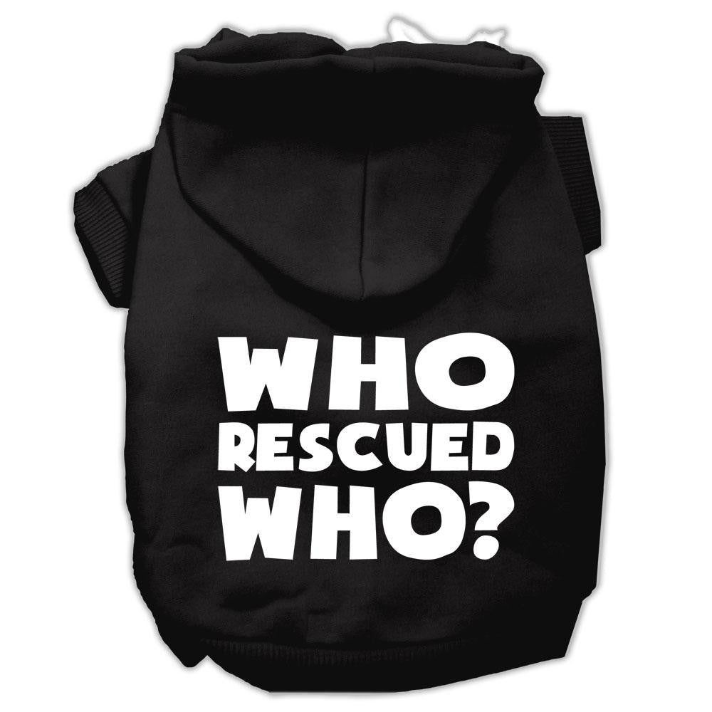 Who Rescued Who Screen Print Pet Hoodies Black Size XXL (18)