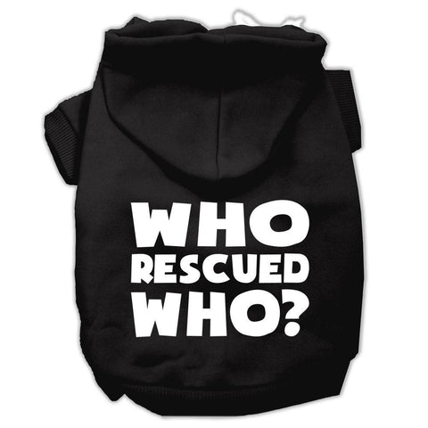 Who Rescued Who Screen Print Pet Hoodies Black Size Xxxl (20)