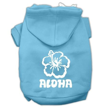 Aloha Flower Screen Print Pet Hoodies Baby Blue Size Lg (14)