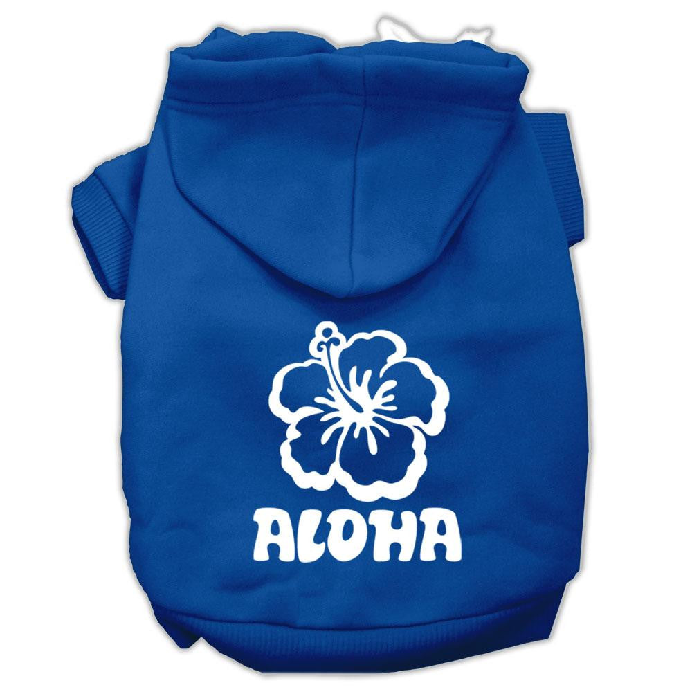 Aloha Flower Screen Print Pet Hoodies Blue Size Lg (14)