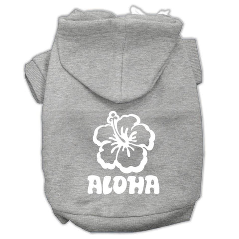 Aloha Flower Screen Print Pet Hoodies Grey Size Lg (14)