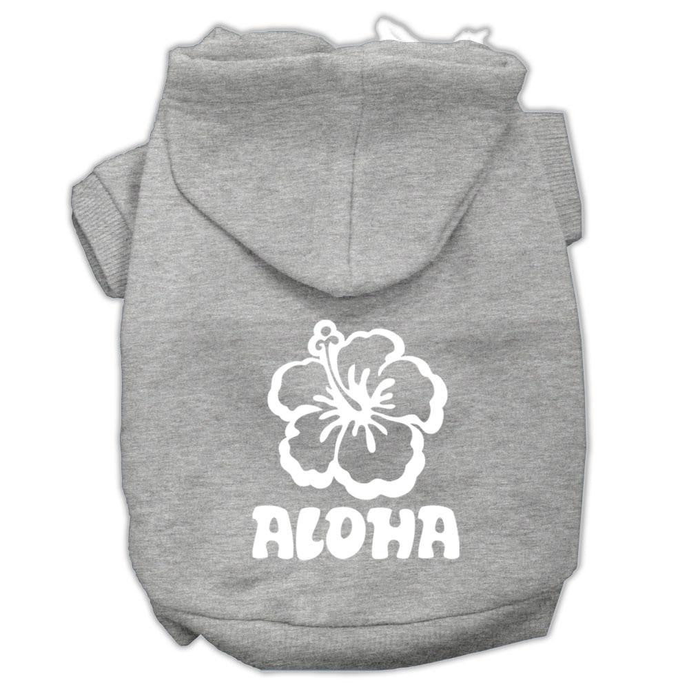 Aloha Flower Screen Print Pet Hoodies Grey Size Med (12)