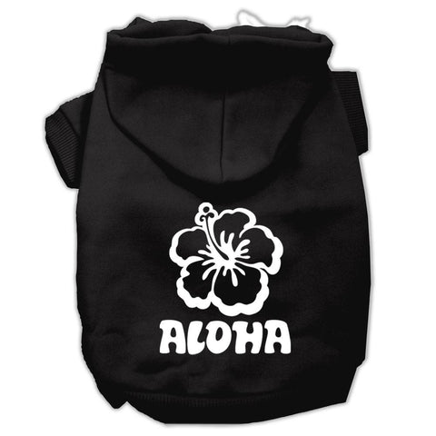 Aloha Flower Screen Print Pet Hoodies Black Size Sm (10)