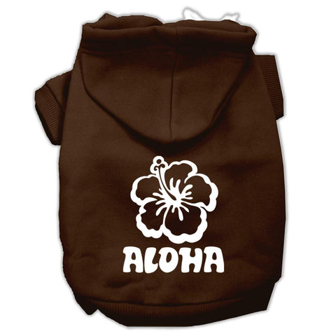 Aloha Flower Screen Print Pet Hoodies Brown Size XS (8)