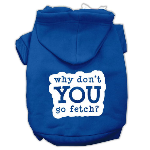 You Go Fetch Screen Print Pet Hoodies Blue Size Lg (14)