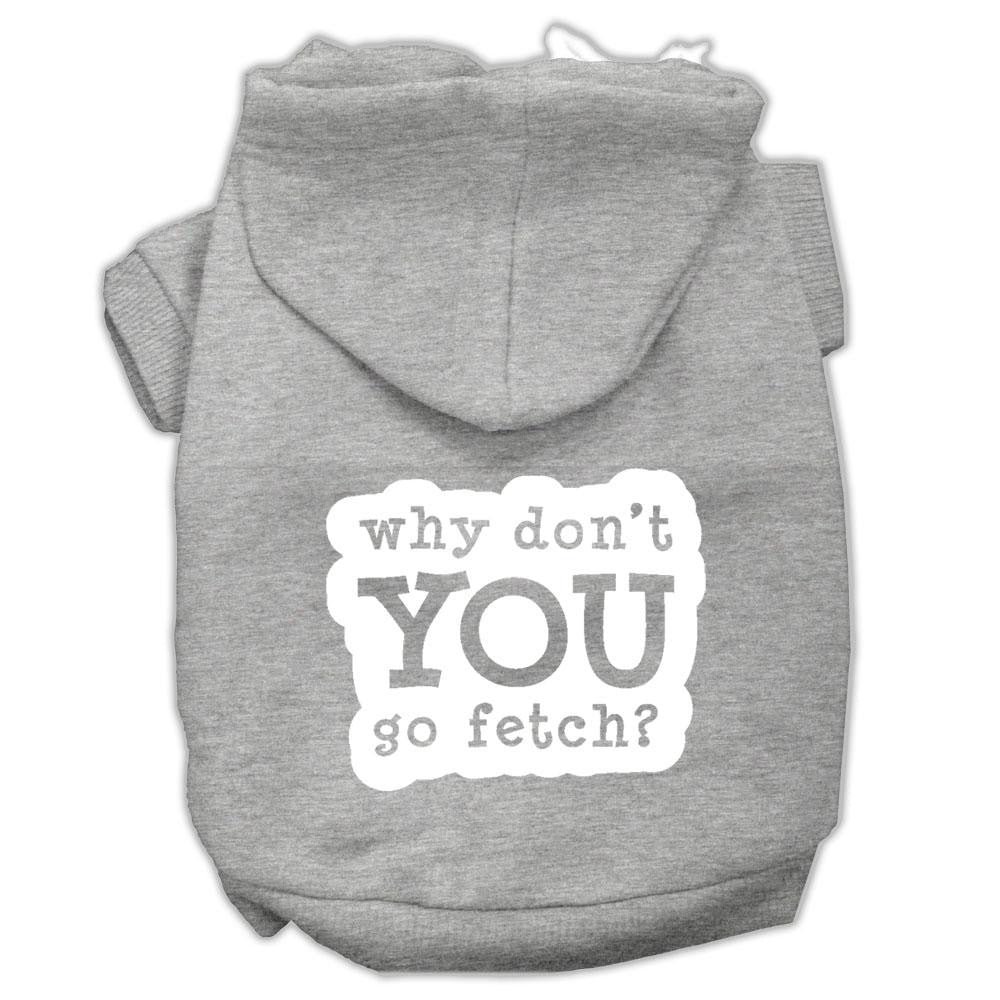 You Go Fetch Screen Print Pet Hoodies Grey Size Xl (16)