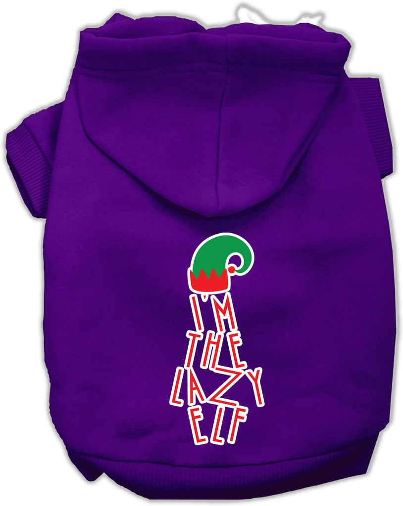 Lazy Elf Screen Print Pet Hoodie Purple Med (12)