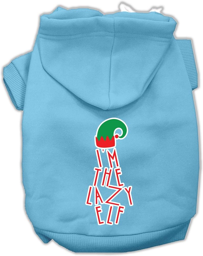 Lazy Elf Screen Print Pet Hoodie Baby Blue Xs (8)