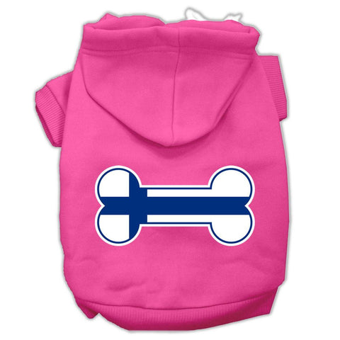 Bone Shaped Finland Flag Screen Print Pet Hoodies Bright Pink Size L (14)