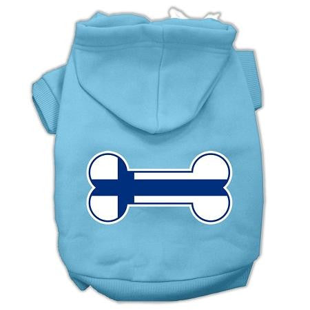 Bone Shaped Finland Flag Screen Print Pet Hoodies Baby Blue S (10)