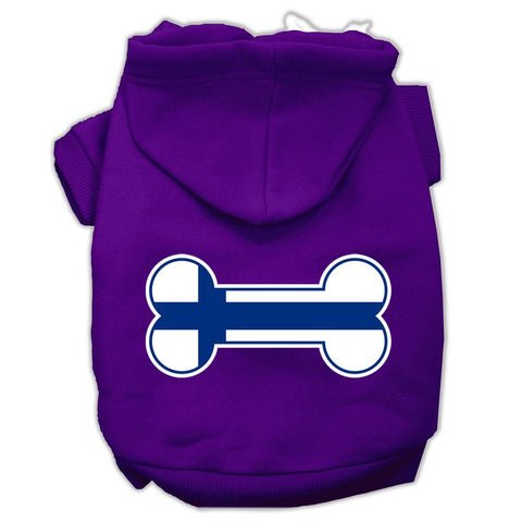 Bone Shaped Finland Flag Screen Print Pet Hoodies Purple S (10)