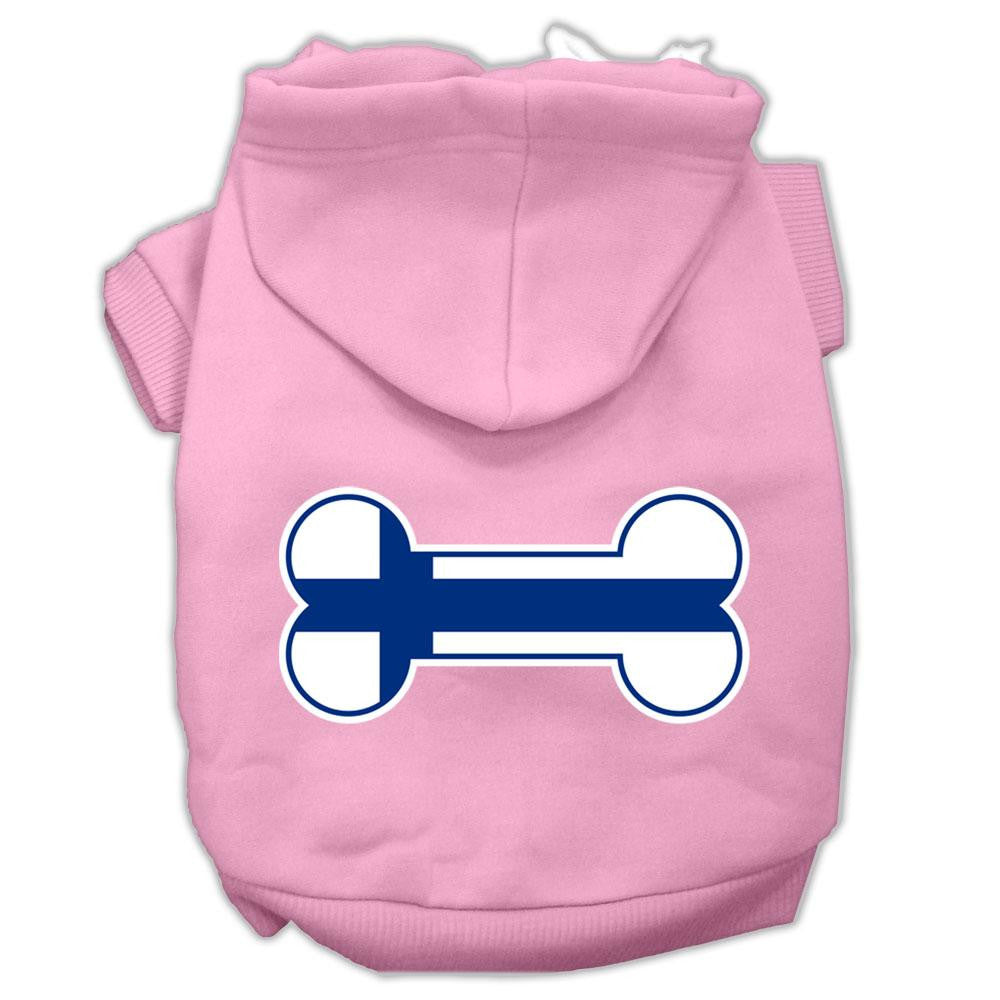 Bone Shaped Finland Flag Screen Print Pet Hoodies Light Pink Size XL (16)