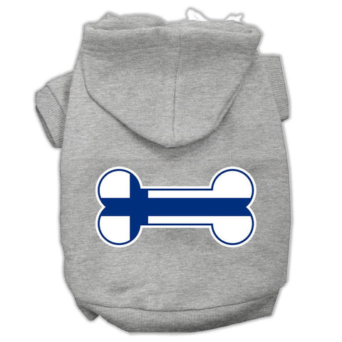 Bone Shaped Finland Flag Screen Print Pet Hoodies Grey Xs (8)