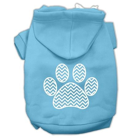 Chevron Paw Screen Print Pet Hoodies Baby Blue Size Lg (14)