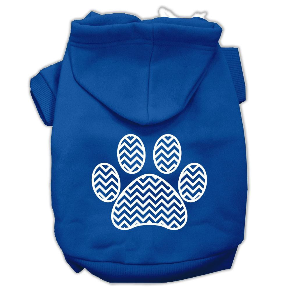 Chevron Paw Screen Print Pet Hoodies Blue Size Lg (14)